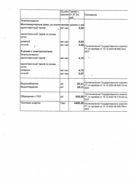 Тарифы на коммунальные услуги с 1 июля 2024 года